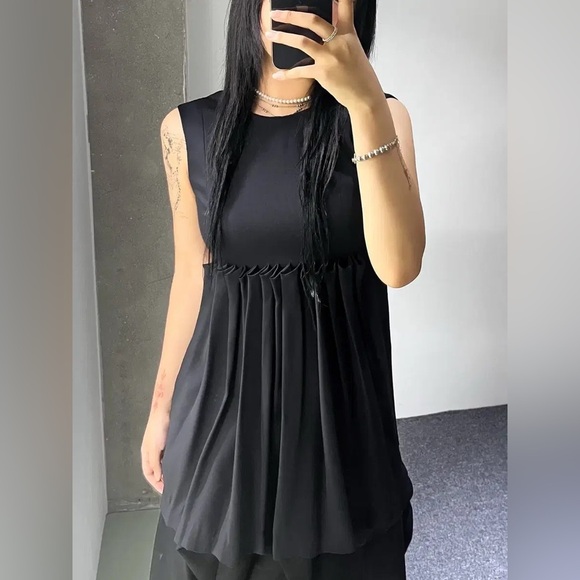 Maison Martin Margiela Dresses & Skirts - Maison Martin Margiela Paris Navy Blue Silk Cashmere Blend Pleated Skirt Dress 6